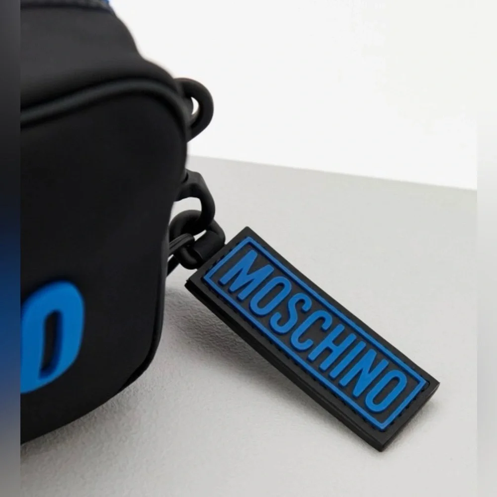Moschino Logo Messenger Bag with Blue Logo New with Tags